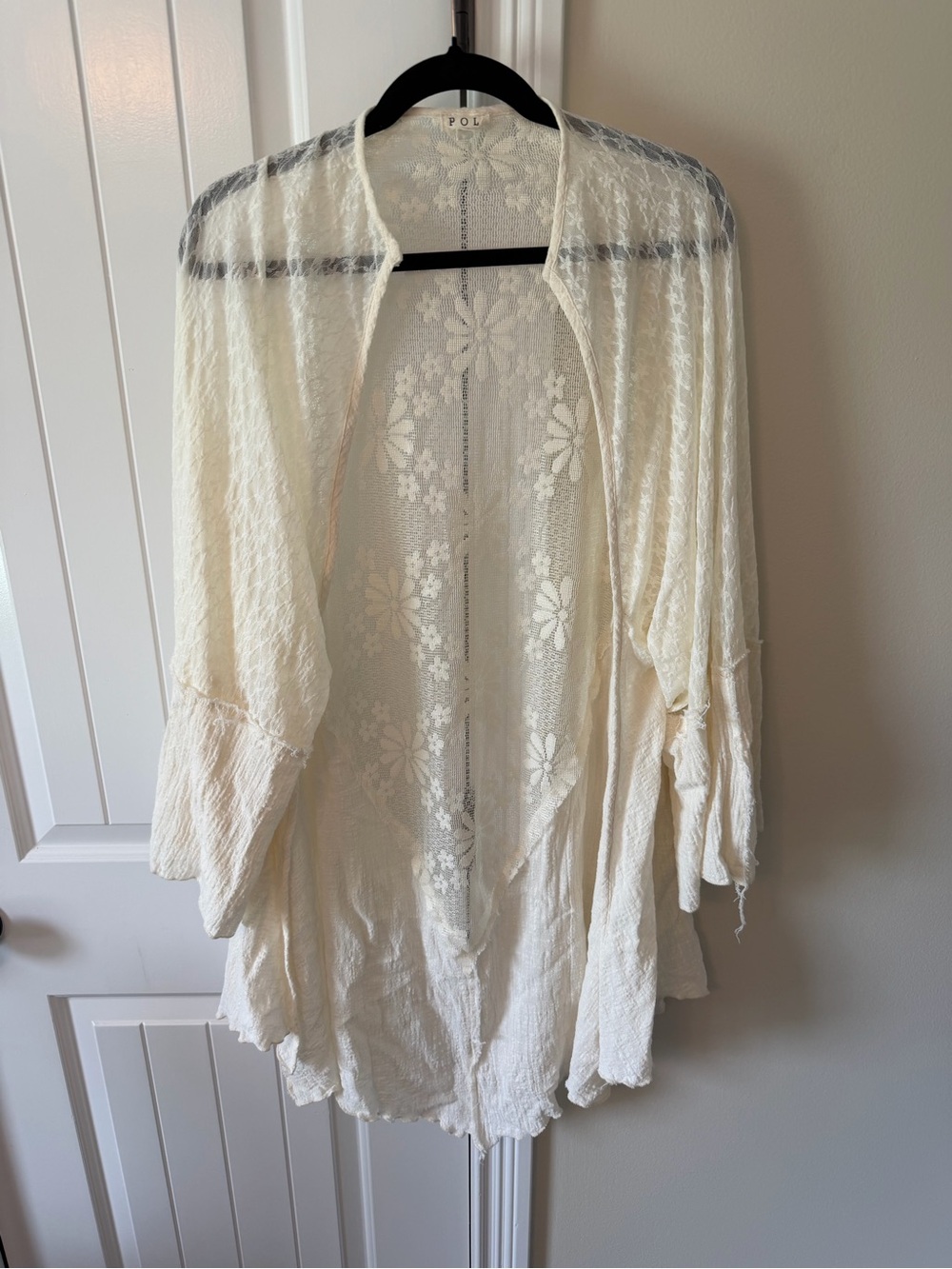 POL Cream Lace Openfront Cardigan